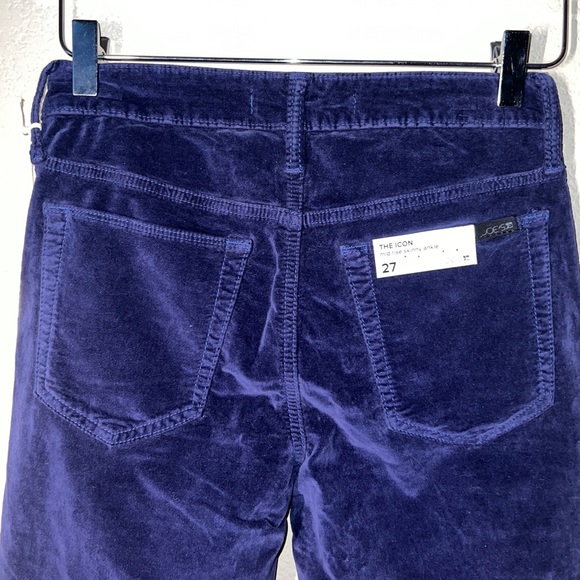 Joe's Jeans Icon Velvet Ankle Skinny Pants Jeans Velour Navy Blue NWT Size 27 - Picture 9 of 11